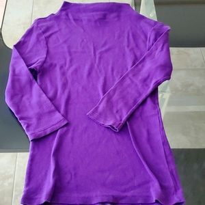 Michael Stars Purple 100% cotton 3/4 sleeve high collar top
